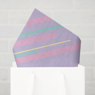 Papel De Seda Diagonales - Rosa Pastel, Amarillo, Purpura y Verd