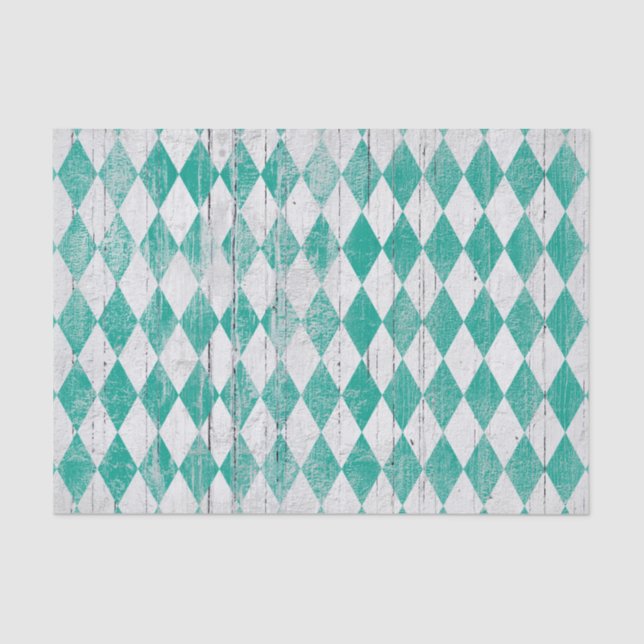 Papel De Seda Diamante blanco Verde azulado Harlequin con proble (Anverso)