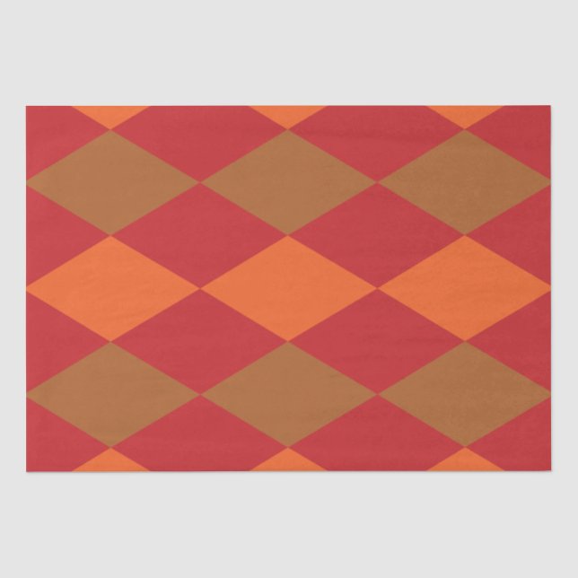 Papel De Seda Diamante Cuadrado Verde Naranja  (Anverso)
