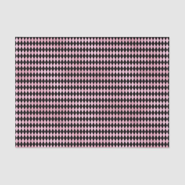 Papel De Seda Diamante de Harlequin rosa y negro