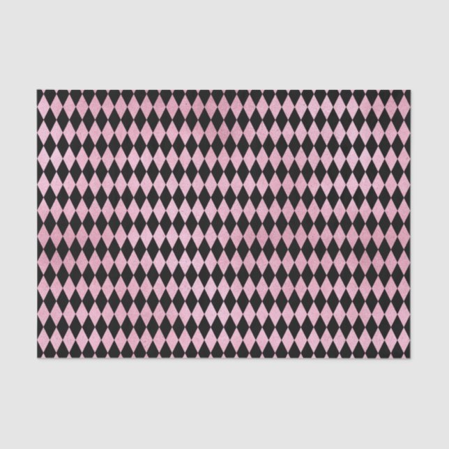 Papel De Seda Diamante de Harlequin rosa y negro
