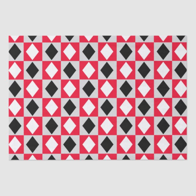 Papel De Seda Diamante de rhombus blanco rojo (Anverso)