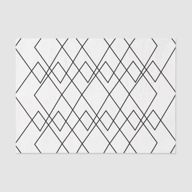 Papel De Seda Diamante geométrico geométrico negro y blanco (Anverso)