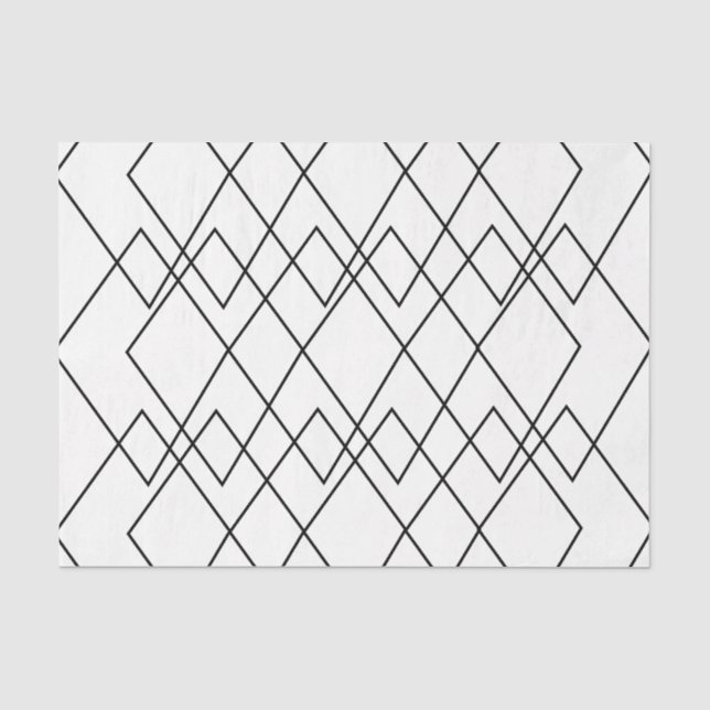Papel De Seda Diamante geométrico negro y blanco (Anverso)