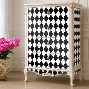 Papel De Seda Diamante Negro y Blanco Alice Wonderland Decoupage