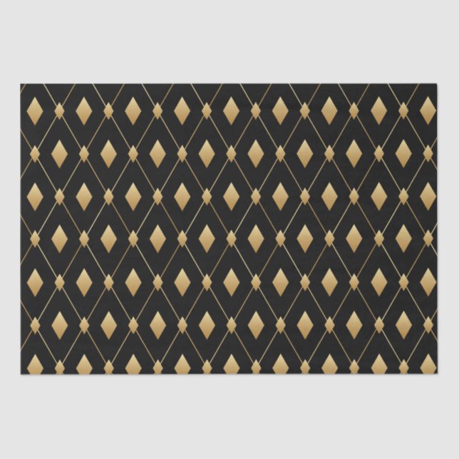 Papel De Seda Diamante negro y oro (Anverso)