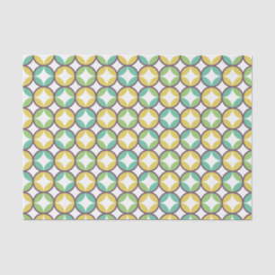Papel De Seda Diamante retro en patrón circular Oro verde azul