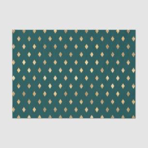 Papel De Seda Diamante Verde Azul y Dorado