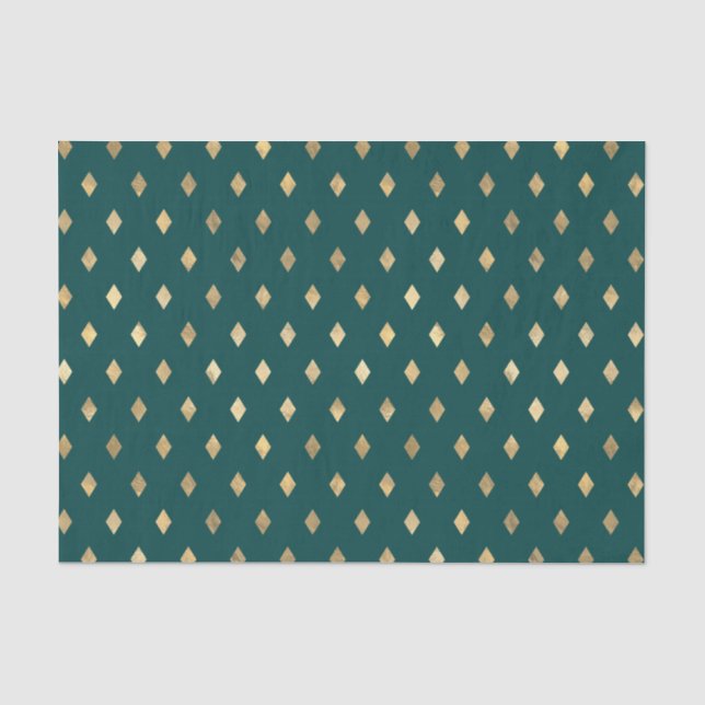 Papel De Seda Diamante Verde Azul y Dorado (Anverso)