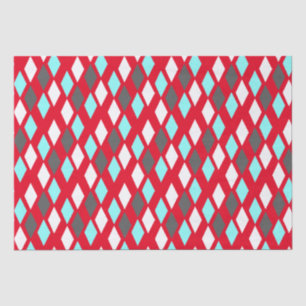 Papel De Seda Diamantes atómicos de mediados del siglo sobre roj