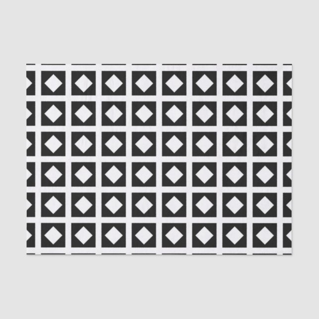 Papel De Seda Diamantes blancos y casillas negras (Anverso)