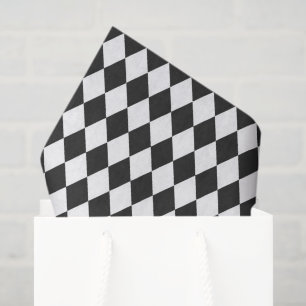 Papel De Seda Diamantes de Arlequín en Blanco y Negro
