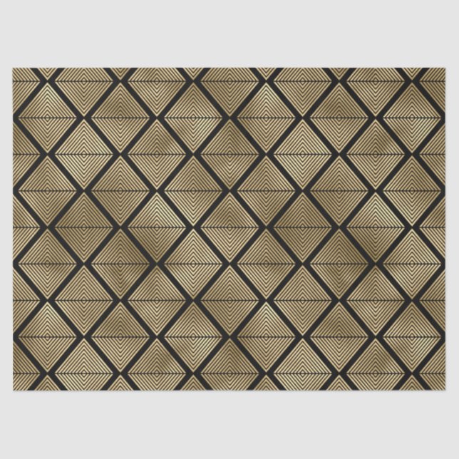 Papel De Seda Diamantes Gold Art Deco en negro (Anverso)