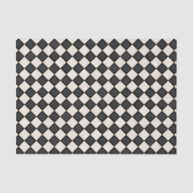 Papel De Seda Diamantes negros y blancos antiguos (Anverso)
