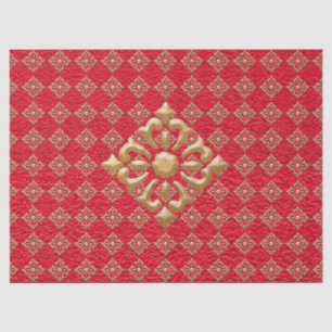 Papel De Seda Diamantes rojos y de oro con arrugas