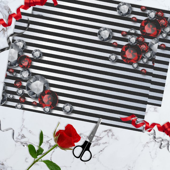 Papel De Seda Diamantes y rubíes en franjas negro y plateado (Subido por el creador)