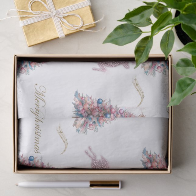 Papel De Seda Diamond Reindeer Pink Pastel Christmas (Regalo )