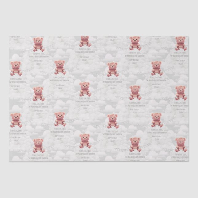 Papel De Seda Diaper King teddy oso personalizado feliz nombre d (Anverso)