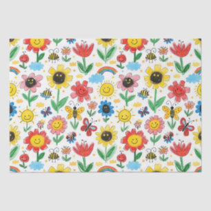 Papel De Seda Días felices - Flores alegres y patrones de amigos