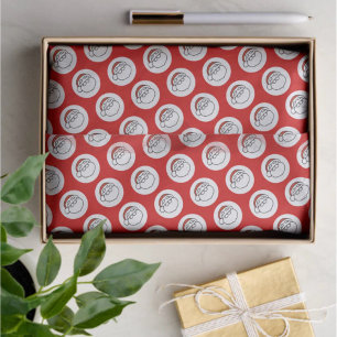 Papel De Seda Dibujo Adorable de Navidad Santa en Rojo