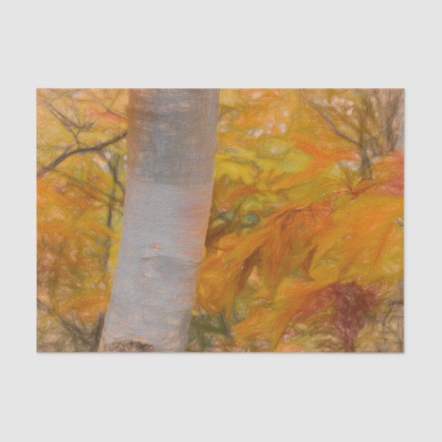 Papel De Seda Dibujo amarillo otoño bosque de arte deja árbol de (Anverso)