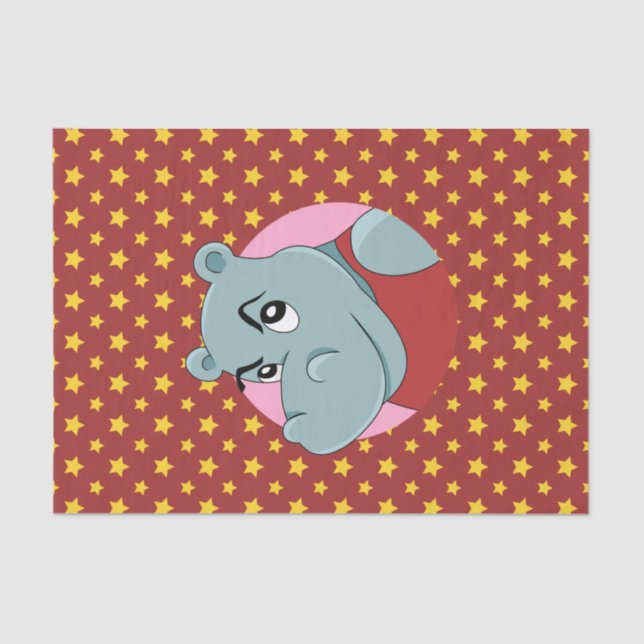Papel De Seda Dibujo animado de hipopótamo lindo (Anverso)