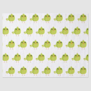 Papel De Seda Dibujo animado de pájaro verde lindo