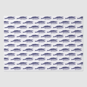 Papel De Seda Dibujo azul de ballena del siglo XIX vintage #2