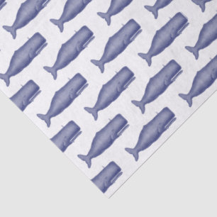 Papel De Seda Dibujo de ballena vintage del siglo XIX N
