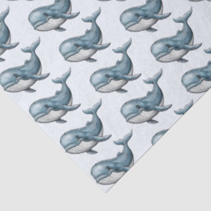 Papel De Seda Dibujo de ballenas de color de agua