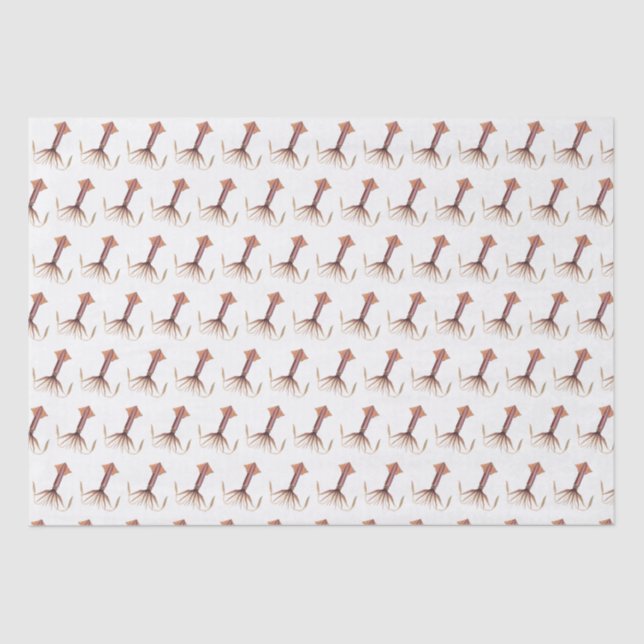 Papel De Seda Dibujo de calamar estilizado de época #1 (Anverso)