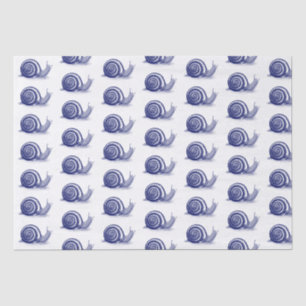 Papel De Seda Dibujo de caracol con estilo vintage #2 azul