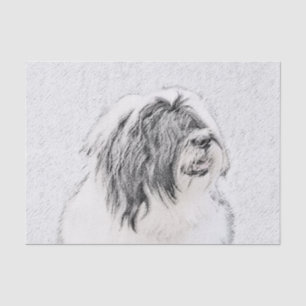 Papel De Seda Dibujo de color con barba - Arte de perro original