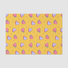 Papel De Seda Dibujo de Corazón de San Valentín Amarillo Lindo