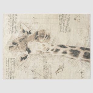 Papel De Seda Dibujo de jirafa de época