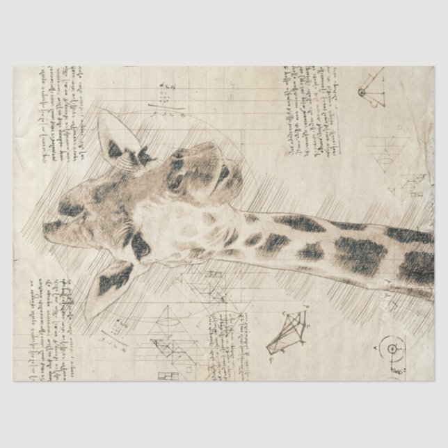 Papel De Seda Dibujo de jirafa de época (Anverso)