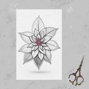 Papel De Seda Dibujo de la línea de Navidades rojos de Poinsetti