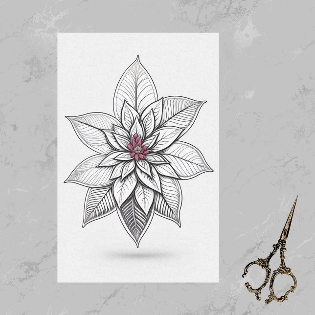 Papel De Seda Dibujo de la línea de Navidades rojos de Poinsetti (Subido por el creador)