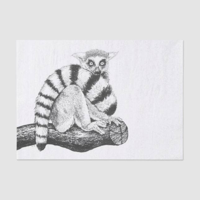 Papel De Seda Dibujo de Lemur (Anverso)