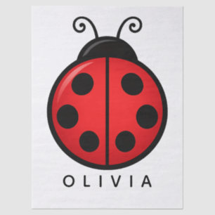 Papel De Seda Dibujo de mariquita roja linda con nombre personal