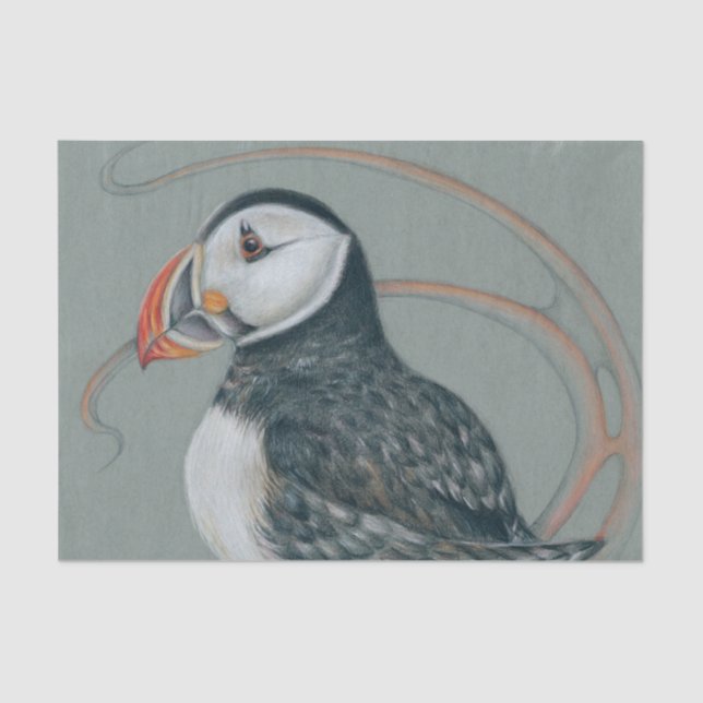 Papel De Seda Dibujo de pájaros del Puffin del Atlántico (Anverso)