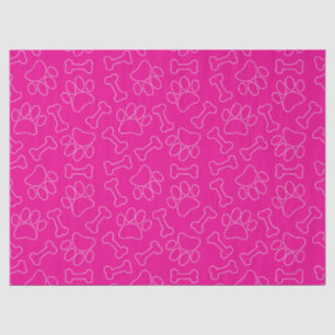 Papel De Seda Dibujo de patrón de patas y huesos de perro rosa c