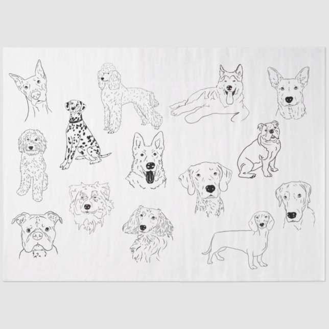 Papel De Seda Dibujo de perros (Anverso)