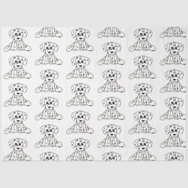 Papel De Seda Dibujo de perros rellenos dálmatas esquema simple  (Anverso)