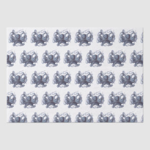 Papel De Seda Dibujo de Pulpo Estilizado Vintage #3 Azul