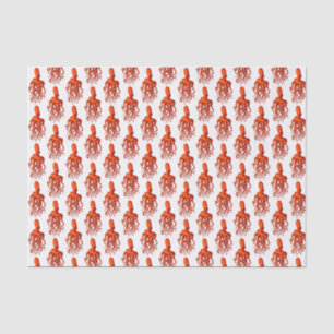 Papel De Seda Dibujo de Pulpo Estilizado Vintage con Cabeza haci