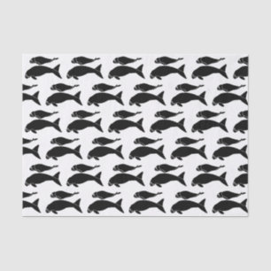 Papel De Seda Dibujo de silueta de Manat vintage negro