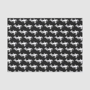 Papel De Seda Dibujo de silueta de orca asesina vintage en blanc