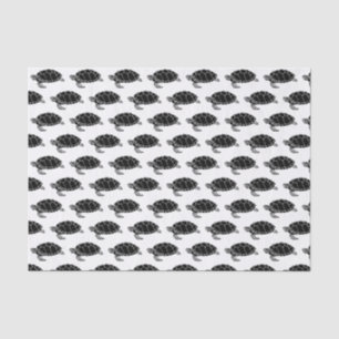 Papel De Seda Dibujo de Silueta de Tortuga Marina Vintage Negro