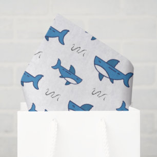 Papel De Seda Dibujo de tiburón azul lindo